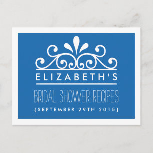 Bridal Shower Recipe Cards Blue Tiara