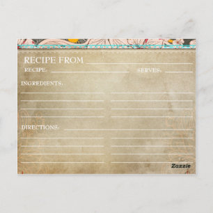 Bridal Shower Recipe Cards- Rustic Floral Postcard