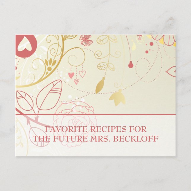 Bridal Shower Recipe Cards- Vintage Floral Postcard (Front)