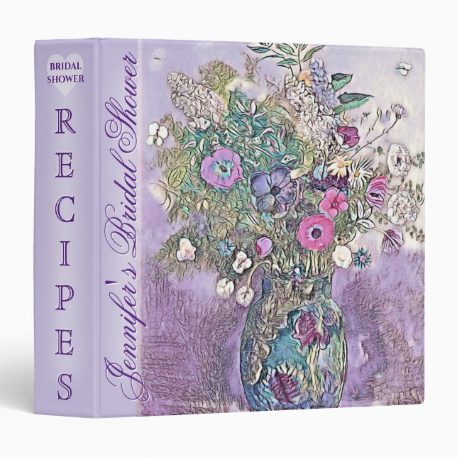 Bridal Shower Recipe Cookbook 3 Ring Binder (Front/Spine)