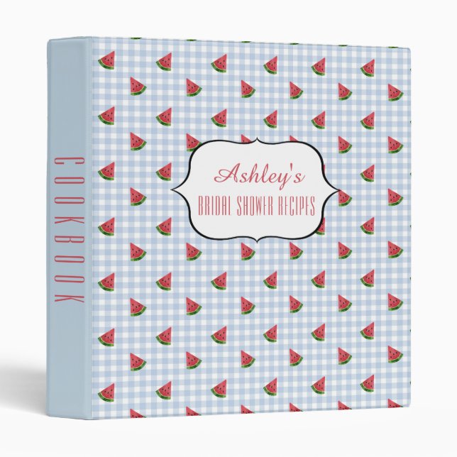 Bridal Shower Recipe Cookbook Watermelons Pattern 3 Ring Binder (Front/Spine)