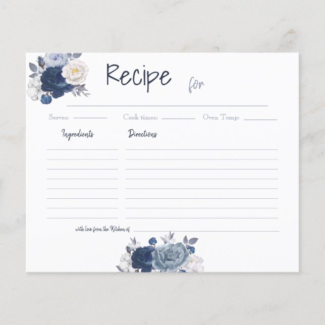 Bridal Shower Recipe for Love Advice Cards (Front)