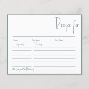 Bridal Shower Recipe for Love Advice Cards