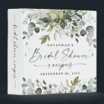 Bridal Shower Recipe Greenery Watercolor Keepsake 3 Ring Binder<br><div class="desc">Design features elegant watercolor greenery eucalyptus, olive branches, and other leafy elements. "Bridal Shower" is printed in a modern stylish font surrounded by a few small falling leaves. Back features a matching graphic design and the spine features the same script that states, "bridal shower recipes" for easy identification on bookshelves....</div>