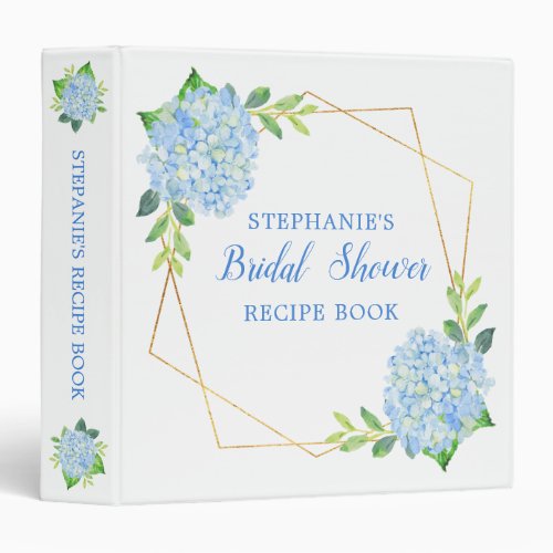 Bridal Shower Recipe Hydrangea Geometric 3 Ring Binder