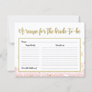 Bridal Shower Recipe Pink and Gold Floral