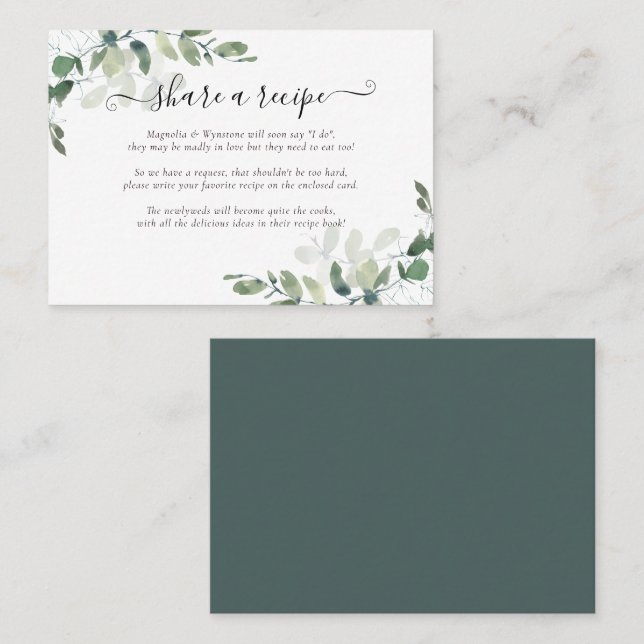 Bridal Shower Recipe Request Card | Eucalyptus (Front/Back)