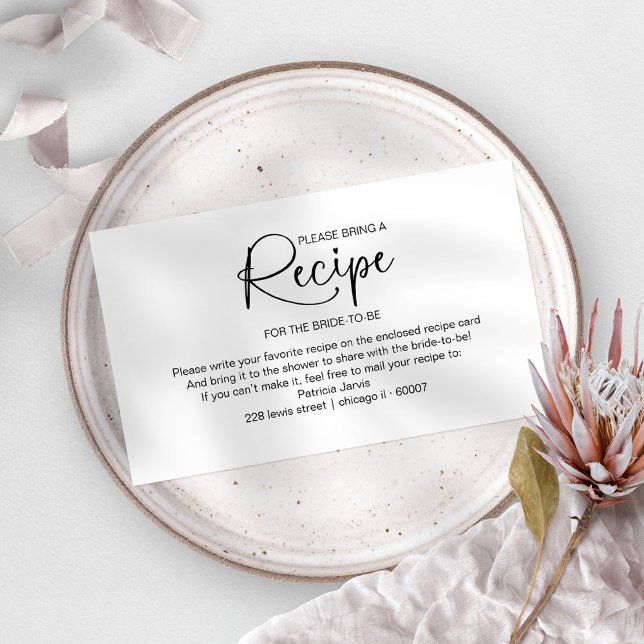 Bridal Shower Recipe Request Card Insert (Creator Uploaded)