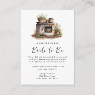 Bridal Shower Recipe Request Enclosure Card