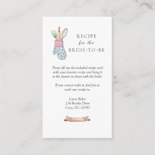Bridal Shower recipe request  Enclosure Card