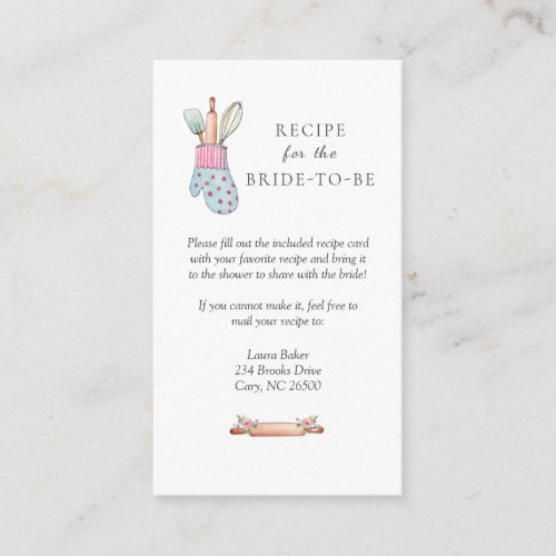 Bridal Shower recipe request  Enclosure Card