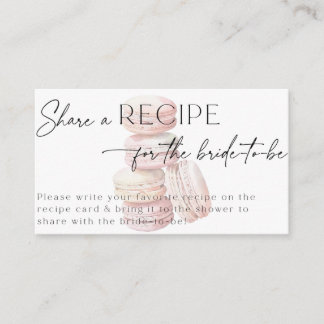 Bridal Shower Recipe Request Pink Macaron Enclosure Card