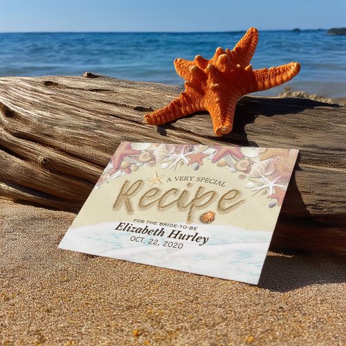 Bridal Shower Recipe Summer Sandy Beach Starfish Invitation Postcard