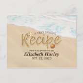 Bridal Shower Recipe Summer Sandy Beach Starfish Invitation Postcard (Front)