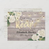 Bridal Shower Recipe Wood Floral String Lights Invitation Postcard (Front/Back)