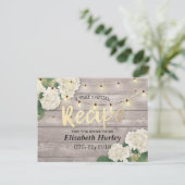 Bridal Shower Recipe Wood Floral String Lights Invitation Postcard (Standing Front)
