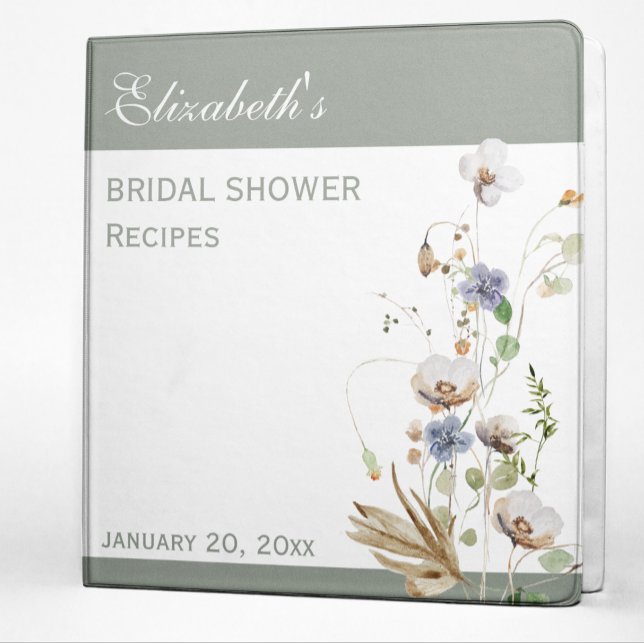 Bridal Shower Recipes Field Wild flowers  3 Ring Binder (Creator Uploaded)