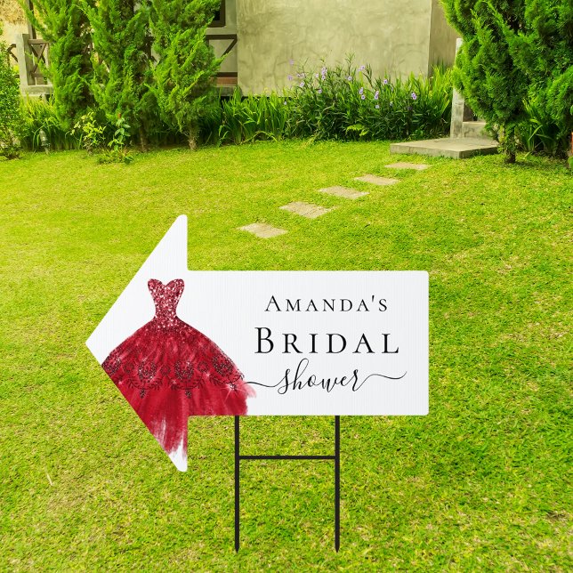 Bridal Shower red dress white arrow party Sign (Creator Uploaded)