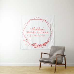 BRIDAL SHOWER Red Geometric Tapestry
