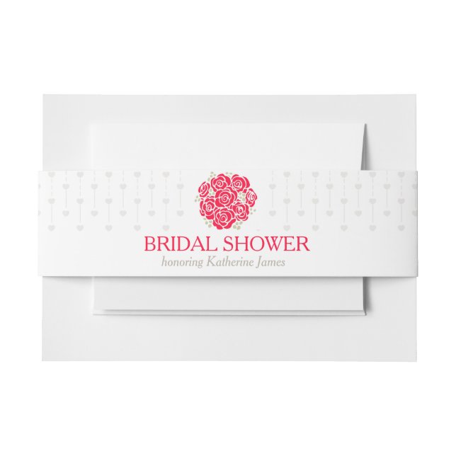 Bridal shower red roses grey heart belly band (Front Example)