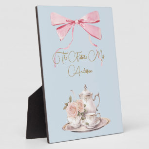 Bridal Shower Regency Tea Party Pink Ribbon Plaque
