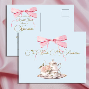 Bridal Shower Regency Tea Party Ribbon Invitation Postcard