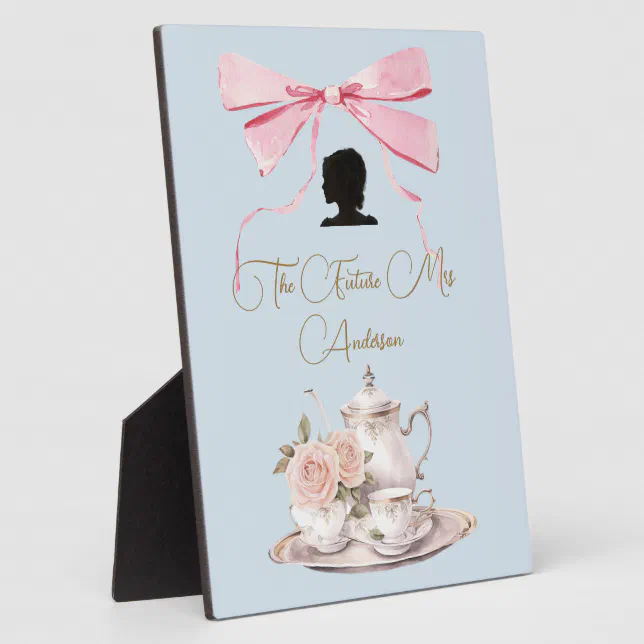 Bridal Shower Regency Tea Party Silhouette Ribbon Plaque | Zazzle