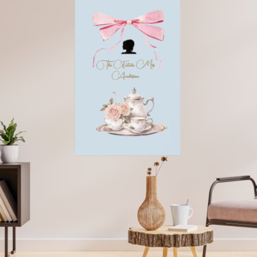 Bridal Shower Regency Tea Party Silhouette Ribbon Poster