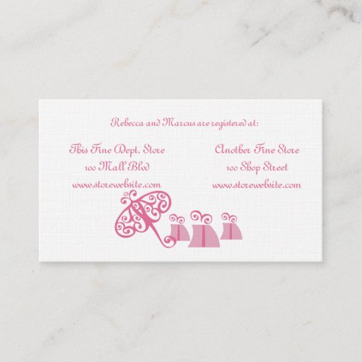 Customizable Bridal Shower Registry Card Business Card Templates