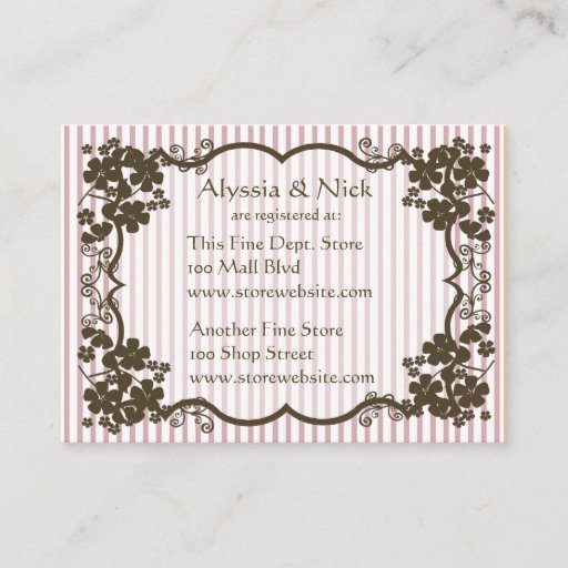 Customizable Bridal Shower Registry Card Business Card