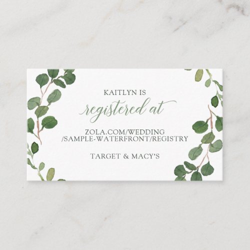 Bridal Shower Registry Cards Eucalyptus Greenery
