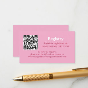 Bridal Shower Registry QR Code Pink Magenta Enclosure Card