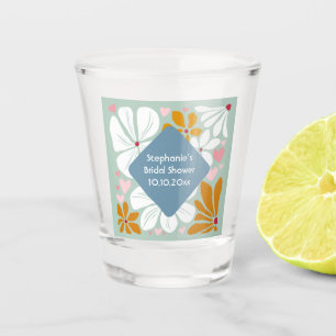Bridal shower Retro flowers groovy 70’s boho Shot Glass