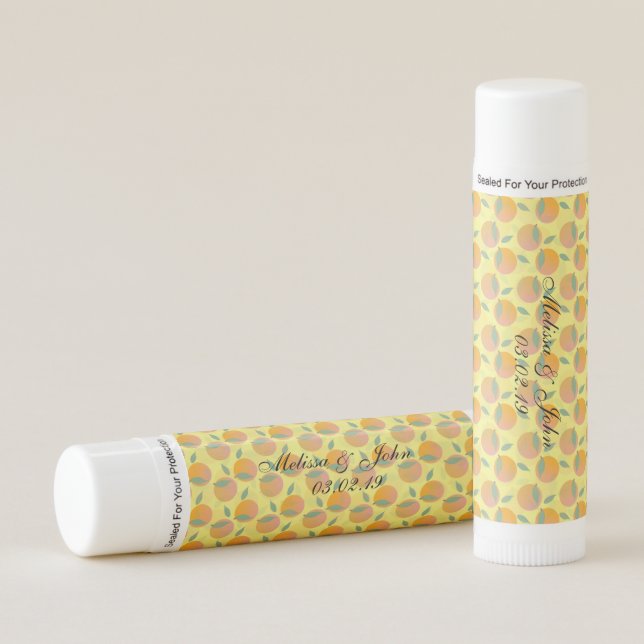 Bridal Shower Retro Oranges Yellow Lip Balm (Front)