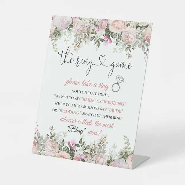 Bridal Shower Ring Game Instructions Pedestal Sign Zazzle