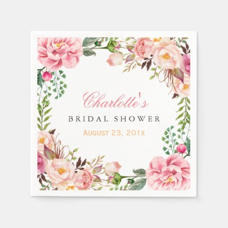 Bridal Shower Romantic Chic Floral Wreath Wrap Paper Napkins