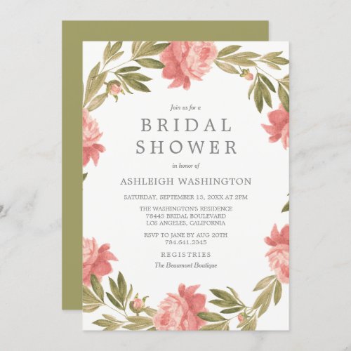 Bridal Shower | Romantic Watercolor Flowers Invitation - ABOUT THIS DESIGN. Bridal Shower | Romantic Watercolor Flowers Invitation Template. Create your own romantic bridal shower party invitations by customizing this trendy design. Click to personalize and change (1) template text and (2) colors, choose from a large variety of (1) paper textures, (2) border shapes and (3) sizes to make these bridal shower party invitations truly unique.