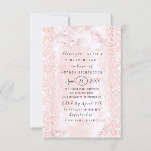 Bridal Shower Rose Blush Sweet 16th Confetti Invitation