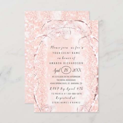 Bridal Shower Rose Blush Sweet 16th Spark Invitation