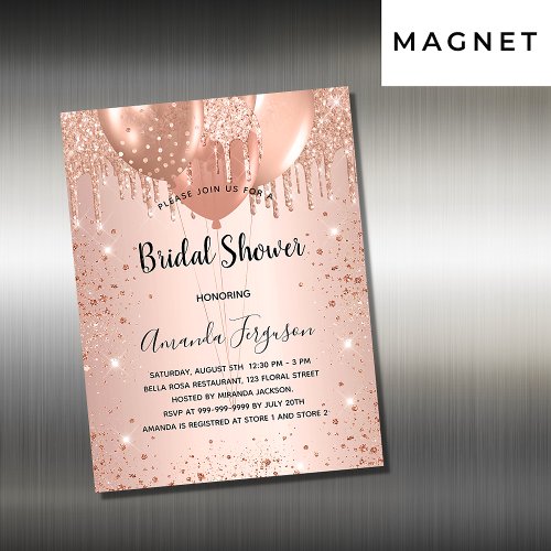 Bridal Shower rose gold balloons magnet invitation