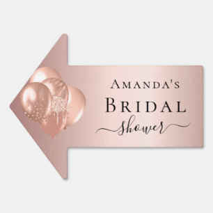 Bridal Shower rose gold balloons party arrow Sign