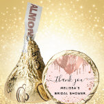 Bridal Shower rose gold blush balloons thank you Hershey®'s Kisses®<br><div class="desc">A rose gold,  blush background color. Decorated with rose gold faux glitter and balloons. Personalize and add a name. With the text "thank you"</div>