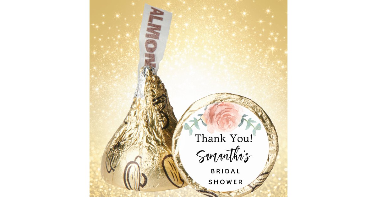 Bridal Shower rose gold blush floral thank you Hershey®'s Kisses® | Zazzle
