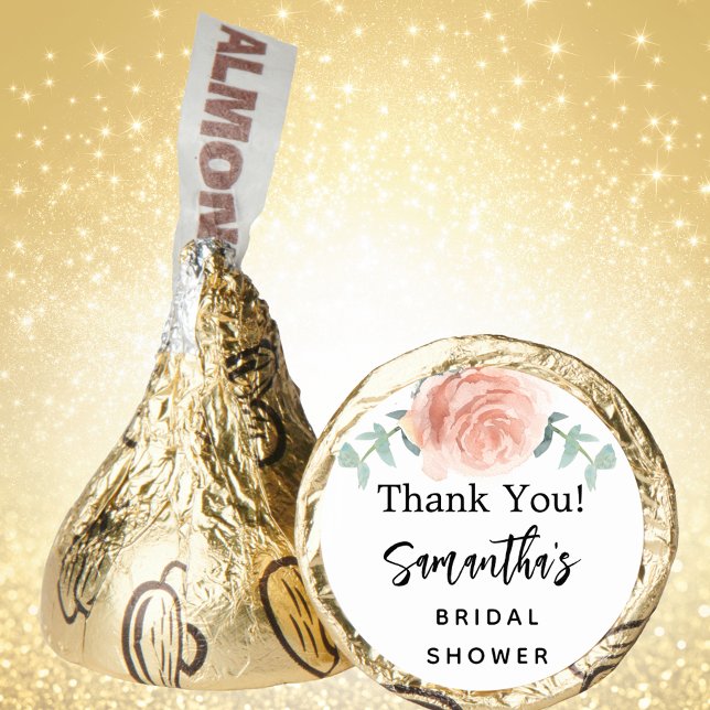 Bridal Shower rose gold blush floral thank you Hershey®'s Kisses® (Creator Uploaded)