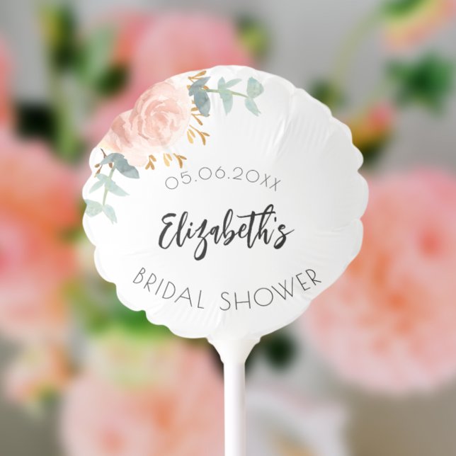 Bridal Shower rose gold blush flowers eucalyptus Balloon (Creator Uploaded)