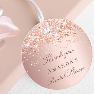 Bridal Shower rose gold blush glitter thank you Favor Tags