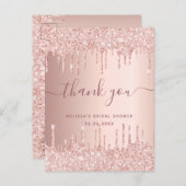 Bridal Shower rose gold blush glitter thank you Postcard (Front/Back)