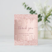 Bridal Shower rose gold blush glitter thank you Postcard (Standing Front)