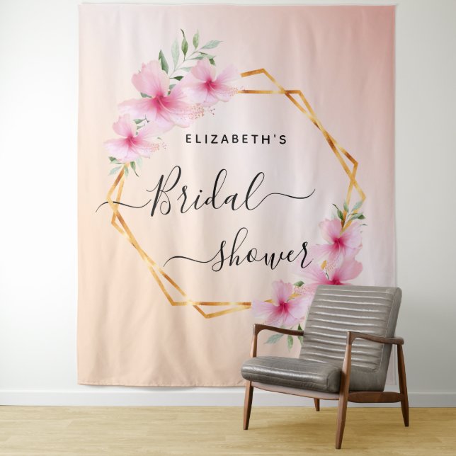 Bridal Shower rose gold blush pink florals Tapestry (In Situ)