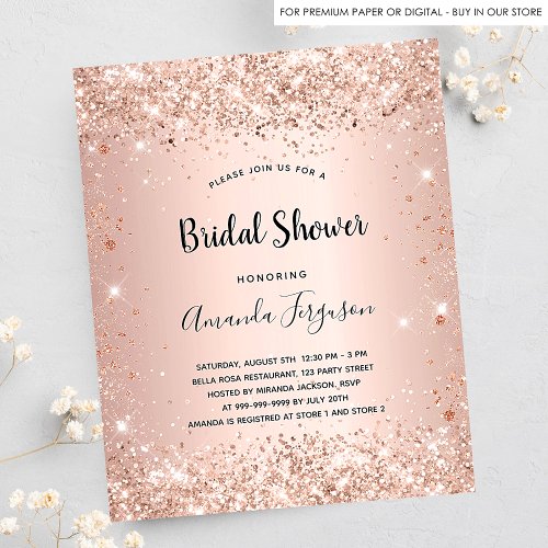 Bridal Shower rose gold budget invitation Flyer